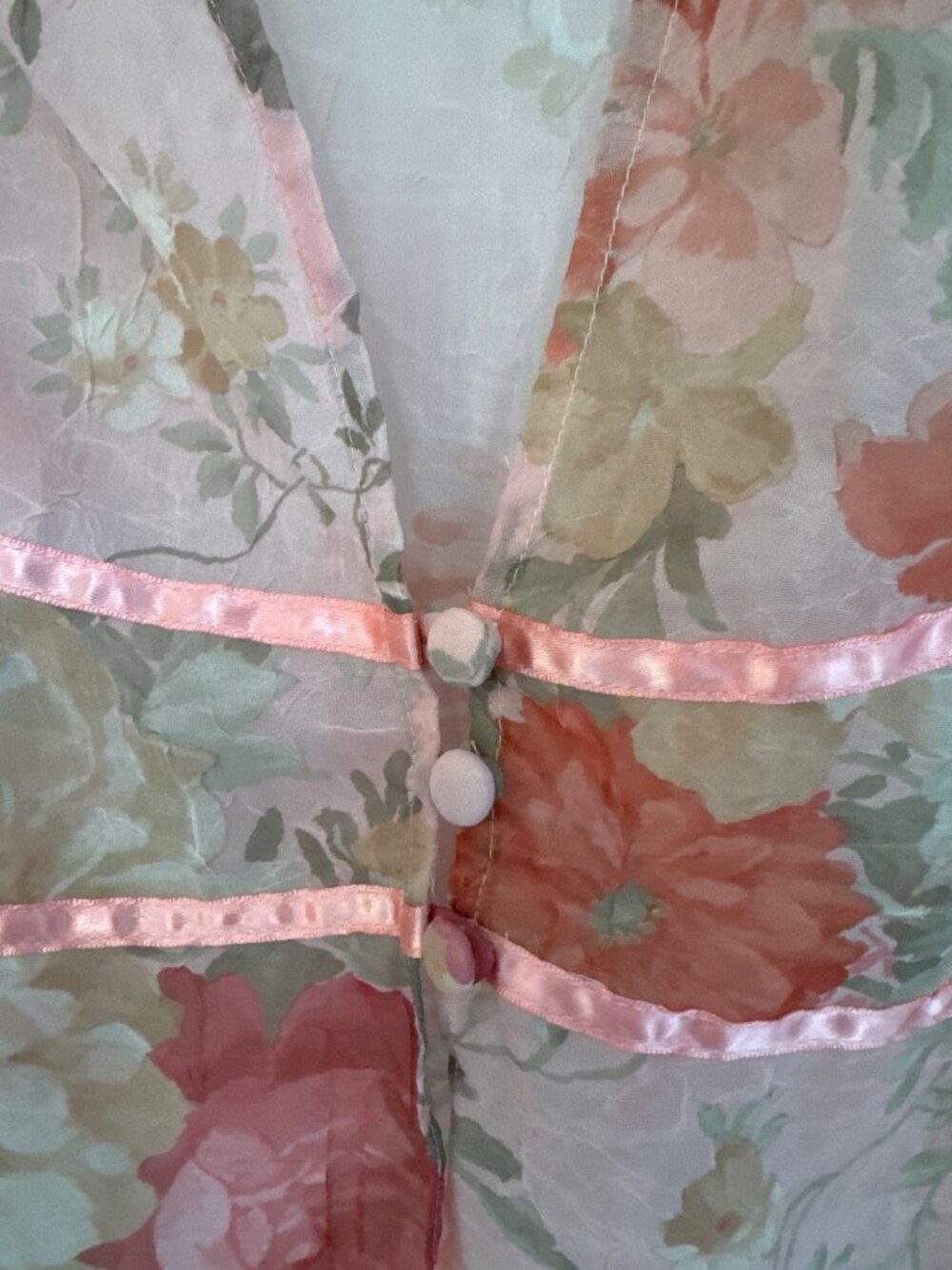 Vintage 90s Miss Dorby Pink Floral Sleeveless Midi Dress Jacket Sheer Lined 12 - Picture 13 of 14